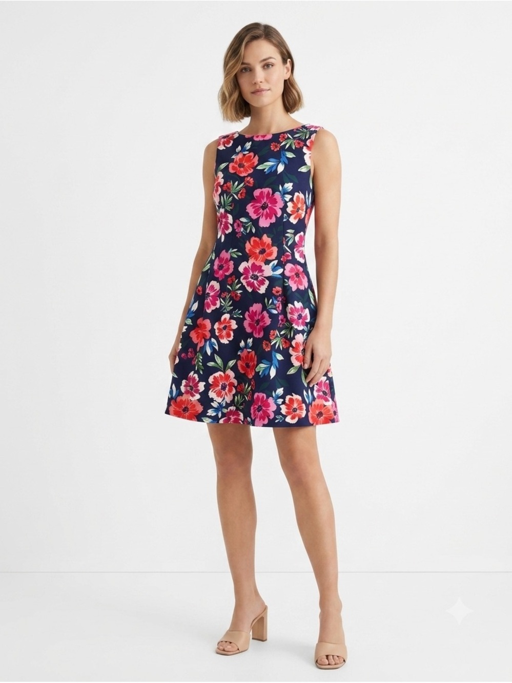 [Vince Camuto] Floral Sleeveless Scuba Fit & Flare